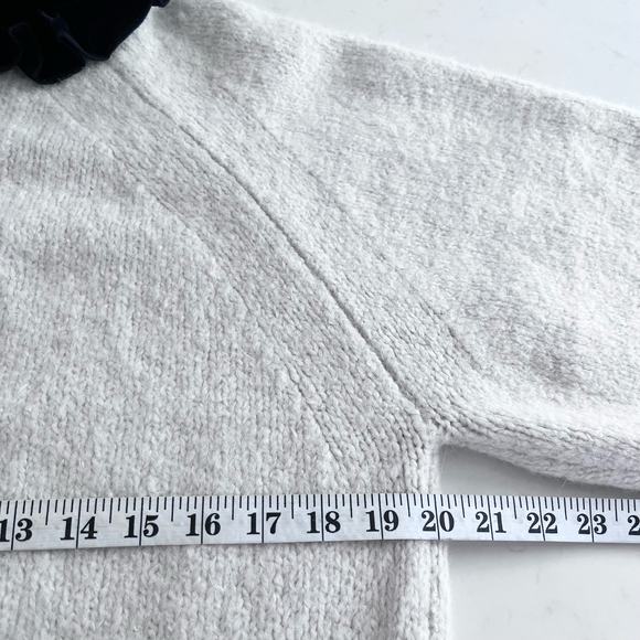 Zara White Knit Black Velvet Bow Collar Long Sleeve Pullover Sweater Medium - Picture 9 of 12